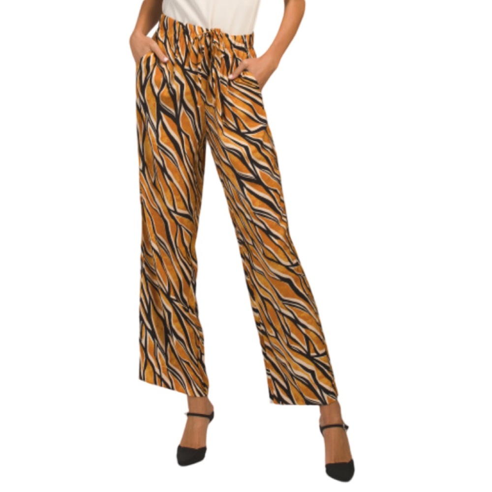 NWT HAVER + BLAIR Printed Airy Pants, Straight Leg, Drawstring Waist Medium